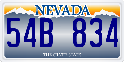 NV license plate 54B834