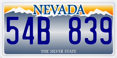 NV license plate 54B839