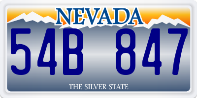 NV license plate 54B847