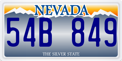 NV license plate 54B849