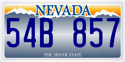 NV license plate 54B857
