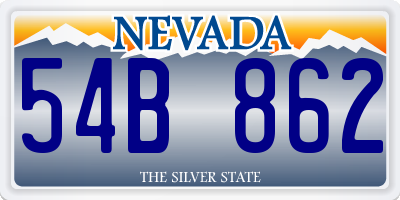 NV license plate 54B862