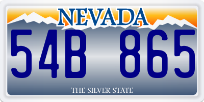 NV license plate 54B865