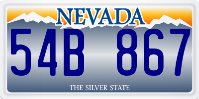 NV license plate 54B867