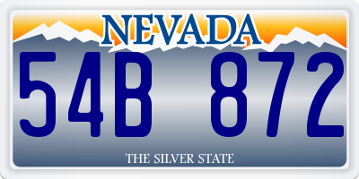 NV license plate 54B872