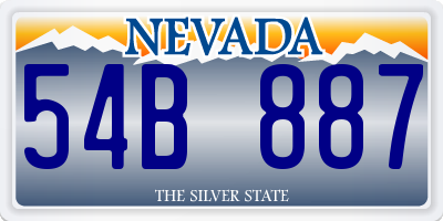 NV license plate 54B887