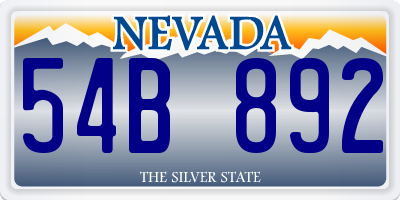 NV license plate 54B892