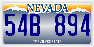 NV license plate 54B894