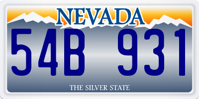 NV license plate 54B931