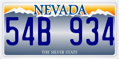 NV license plate 54B934