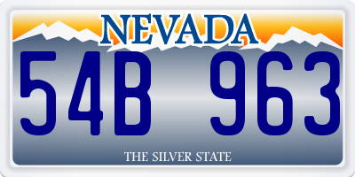 NV license plate 54B963