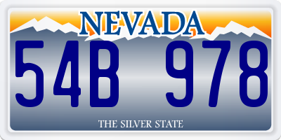 NV license plate 54B978