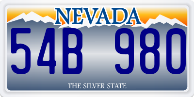 NV license plate 54B980