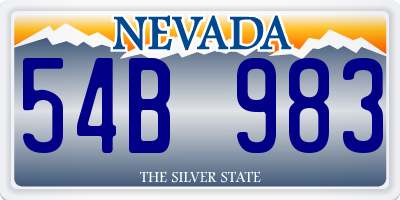 NV license plate 54B983