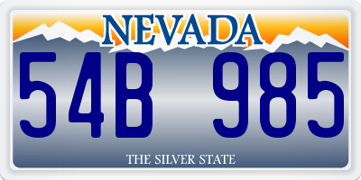 NV license plate 54B985