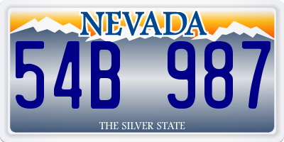 NV license plate 54B987