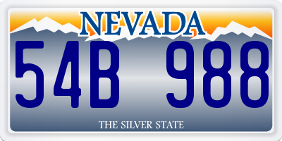 NV license plate 54B988