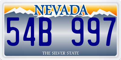 NV license plate 54B997