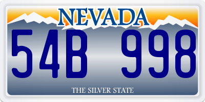 NV license plate 54B998