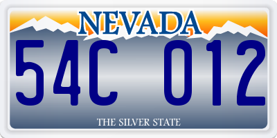 NV license plate 54C012