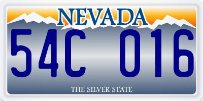 NV license plate 54C016