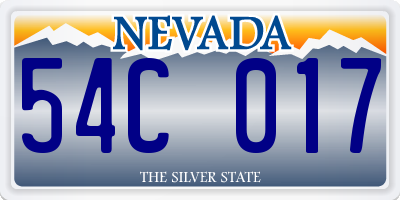 NV license plate 54C017