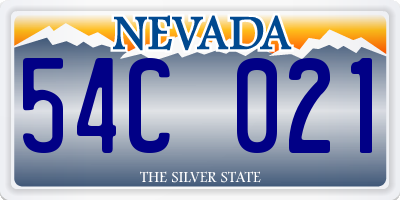 NV license plate 54C021