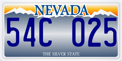NV license plate 54C025