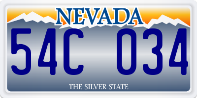 NV license plate 54C034