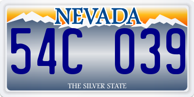 NV license plate 54C039