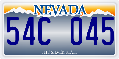 NV license plate 54C045