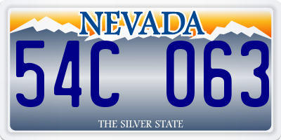 NV license plate 54C063