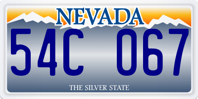 NV license plate 54C067
