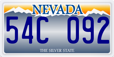 NV license plate 54C092