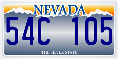 NV license plate 54C105