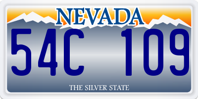 NV license plate 54C109