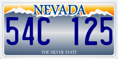 NV license plate 54C125