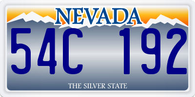 NV license plate 54C192