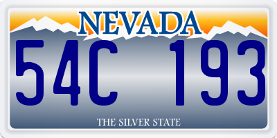 NV license plate 54C193