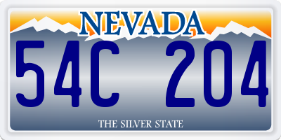 NV license plate 54C204