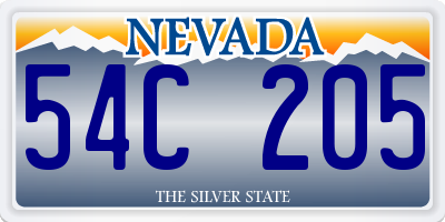 NV license plate 54C205