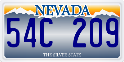 NV license plate 54C209