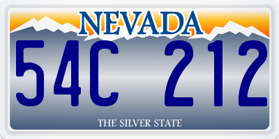 NV license plate 54C212