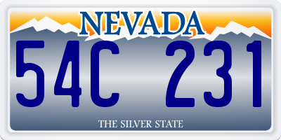 NV license plate 54C231