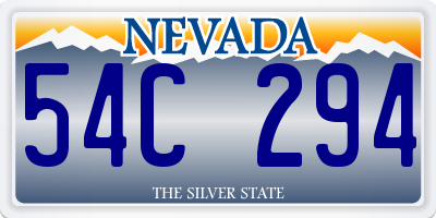 NV license plate 54C294