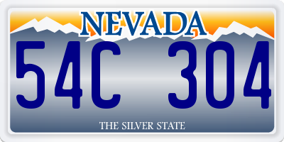 NV license plate 54C304