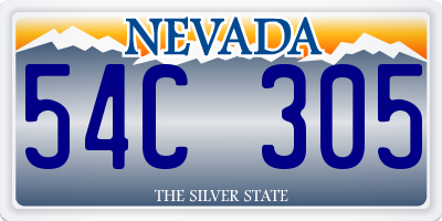 NV license plate 54C305