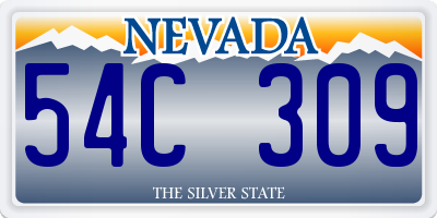 NV license plate 54C309
