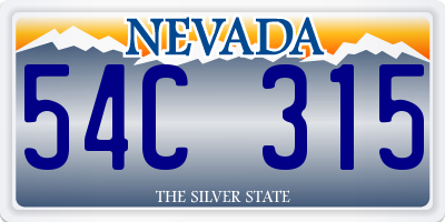 NV license plate 54C315