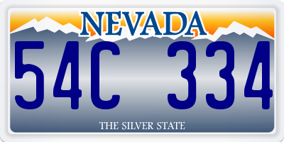 NV license plate 54C334